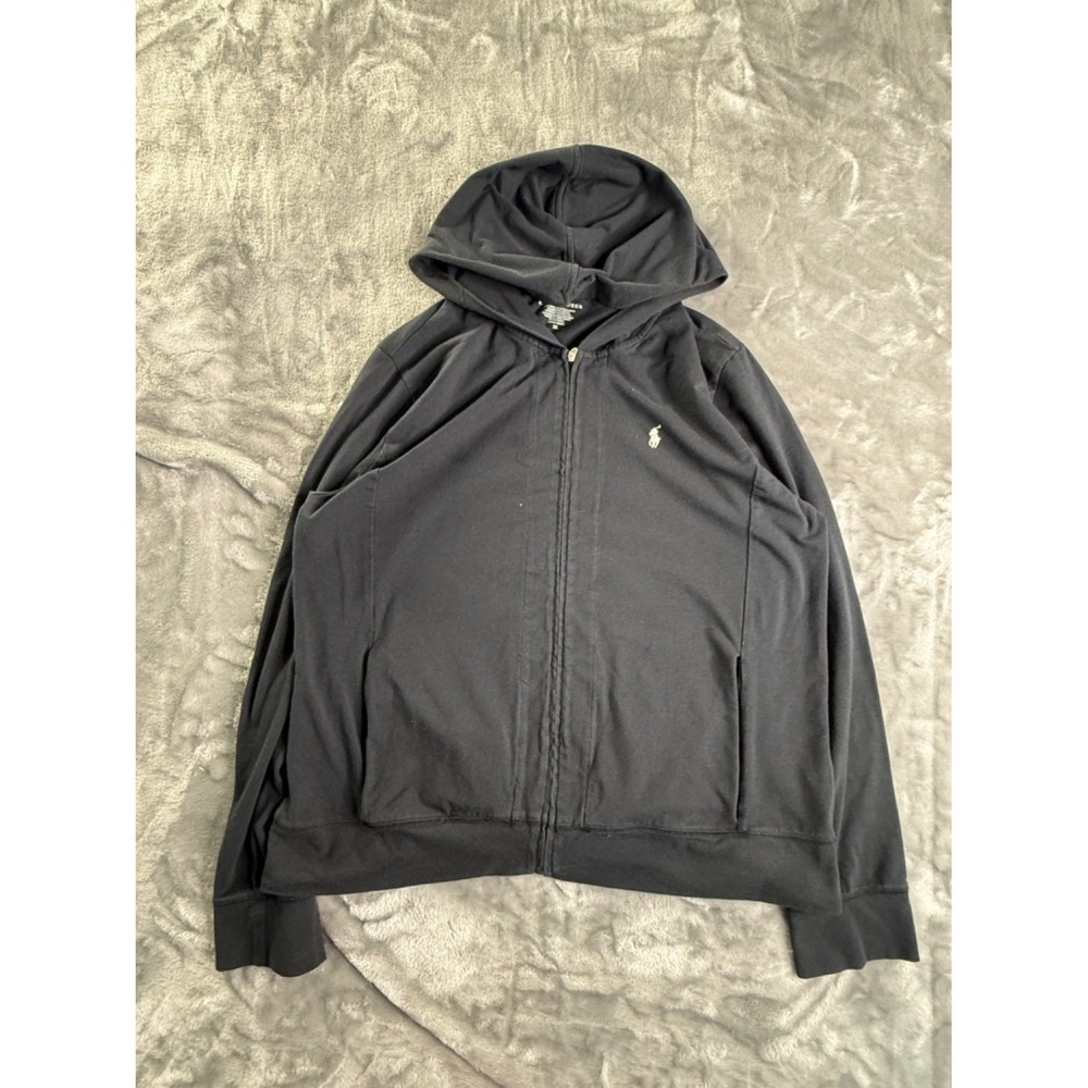 Polo Ralph Lauren Men's XL Black Full Zip Hoodie Cotton Blend Pony Logo